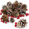 VINFUTUR 18pcs Conos de Pino Seco Piña para Navidad+100pcs Bayas Artificiales Rojas de Acebo de Navidad Decoración Árbol Navidad Corona Guirnalda Adornos Navideños Hogar Mesa
