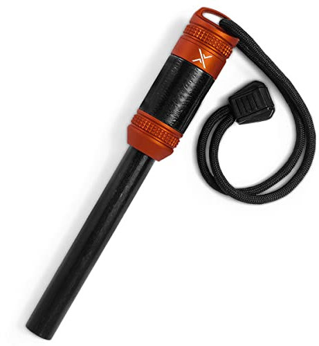 Exotac fireROD XL Ferrocerium Firestarter with Replaceable 1/2 in. Diameter Waterproof Ferro Rod Striker, Heavy-Duty Flammable Repair Tape, and Tinder Capsule Compartment with Included quickLIGHT Tabs
