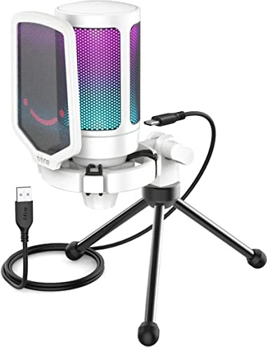 Fifine Ampligame A6V Publisher - Gamer - Podcast - Youtuber RGB USB Mikrofon (weiß)