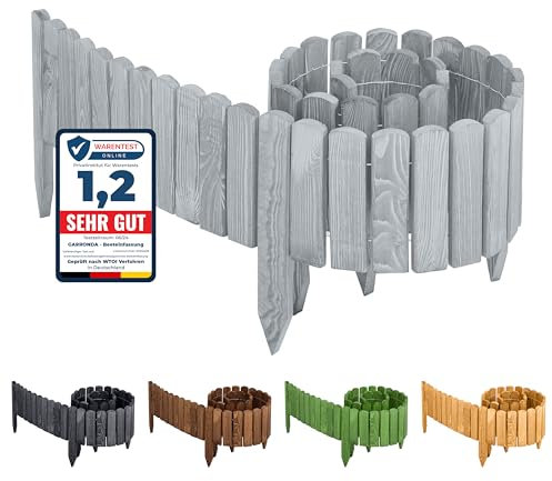 Garronda Beeteinfassung Holz Rollzaun Holzzaun 200 x 30 cm imprägniert Flexibler Rollborder Rasenkante Palisade Gartenzaun Umzäunung für Garten GD-0046 (Grau, Höhe: 30 cm)