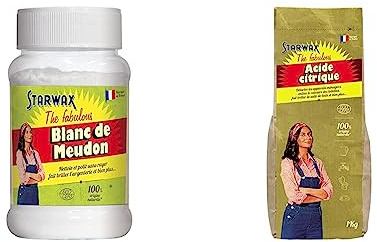 STARWAX FABULOUS Blanc de Meudon - 480g - Idéal pour Nettoyer l'Argenterie & VERT Pierre Blanche de Nettoyage - 375g - 100% d'Origine Naturelle en Pot - Nettoie, Dégraisse et Polit