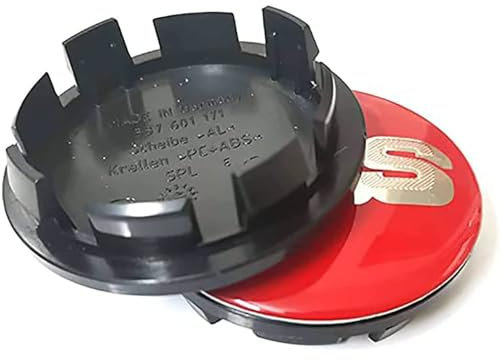 KAnduo 4 Stück Auto Radnabenkappen Radnabenabdeckung kompatibel mit für BBS 56MM 60MM 65MM 68MM,56mm- red-Silver
