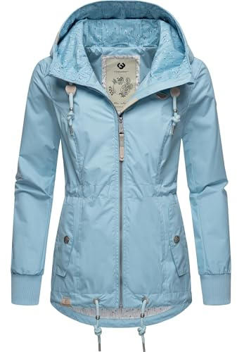 Ragwear Damen Übergangsjacke leichte Jacke kurz wasserdicht (Wassersäule: 4.000 mm) mit Kapuze Danka YOUMODO Light Blue23 Gr. S