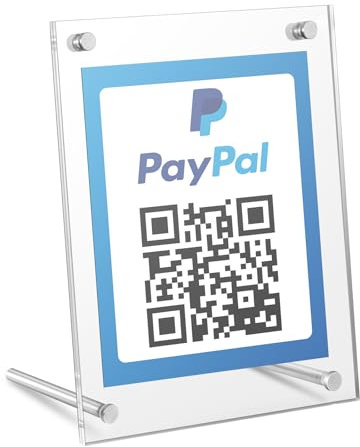 Kevenal QR-Code-Schilder, 10,2 x 15,2 cm, klares QR-Code-Menü mit Metallständer, Cash App-Acrylhalter, 1 Stück