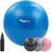 KM-Fit Gymnastikball 75cm | Trainingsball mit Luft-Pumpe | Sitzball Büro Anti-Burst | Ball für Fitness, Yoga, Gymnastik, Core Training | Pezziball Yogaball BPA-Frei | Blau