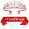 90. Geburtstags Krone und Schärpe für Damen Kristall Queen Tiara Princess Crown Rot Birthday Schärpe 90th Geburtstagskrone Frau Geburtstagsschärpe Frauen Geburtstag Dekoration Geburtstagsgeschenk