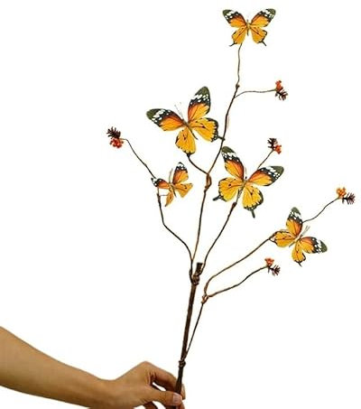 HXSCOO Künstliche Phalaenopsis-Orchideen-Blumen-Seidenpflanze for Büro, Gästezimmer – Schmetterlings-Design (Color : Orange)