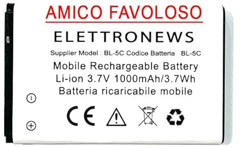Batteria per Brondi Amico Favoloso nuova produzione 2024 capacità 1000 mAh batteria compatibile pari originale Amico Favoloso Cod W13 BL-5C