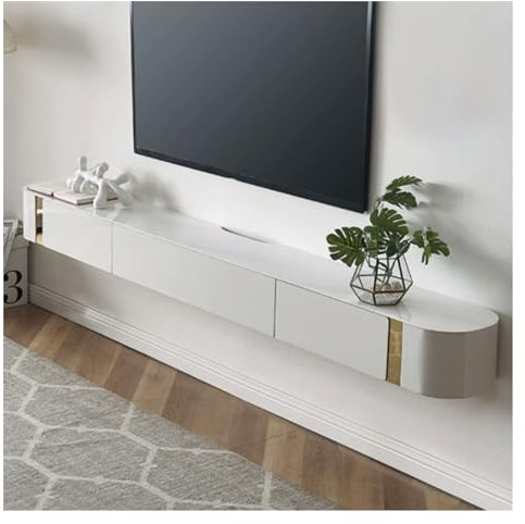 TV Schrank Hängend Luxuriöser moderner TV-Ständer, Entertainment-Center mit 2 Schubladen und Regalen, Medienkonsolentisch mit großem Fassungsvermögen, TV-Schrank mit Stauraum for das Wohnzimmer TV Boa