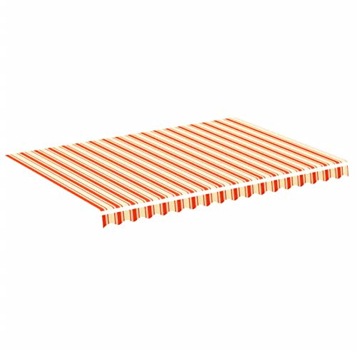 Gecheer Markisenstoff Markise Markisenbespannung Ersatzstoff Wasserabweisend & Sonnenschutz Ersatz Markisentuch Gelb und Orange 3,5x2,5 m