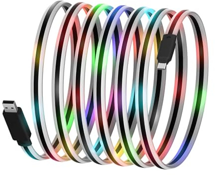 Gantok Câble USB C lumineux de type C, charge rapide, câble de charge USB C avec 17 modes de commutation de lumière pour iPhone 15/15 Pro Max, Samsung Galaxy S10 S10+/Ultra S22 S21 S20 A13 Note 20