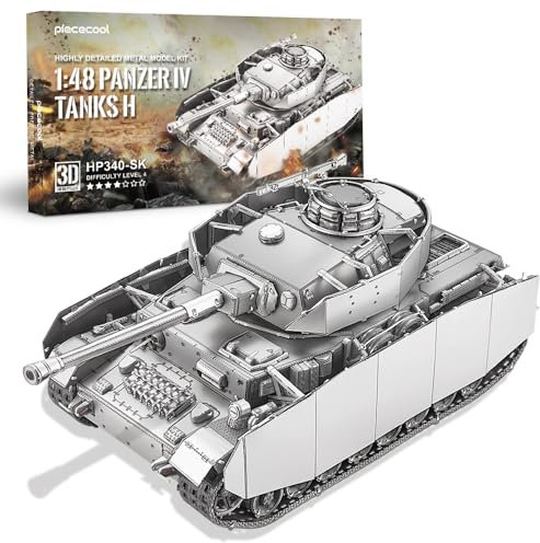 Piececool 3D Metall Puzzle Panzerkampfwagen IV Typ H, 3D Metall Puzzle Militärmodell für Edelstahl, 100% Wiederherstellen, Geburtstagsgeschenk, Modellbausatz Erwachsene, 433 Teile