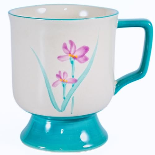 Erkundpresso. Mug à Thé et Tasses à Café 400ml - Élégants Mug Blanc - Avec Orchidées Peintes à la main,Accessoire Cadeaux pour Savourer vos Boissons Préférées