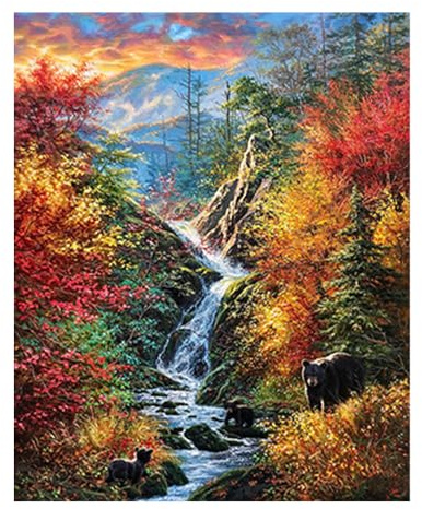 DCIDBEI 40 x 50 CM DIY 5D Square Diamond Painting Landschaft Berg || Diamant Malerei Wasserfall für Erwachsene || Basteln,Malerei, Wanddekoration für Wohnzimmer Büro Schlafzimmer
