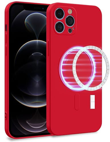 MyGadget Cover [ MagSafe ] per Apple iPhone 12 Pro Max - Custodia in Silicone Morbido a Doppio Strato – Case con Protezione Fotocamera & Fodera Interna - Rosso