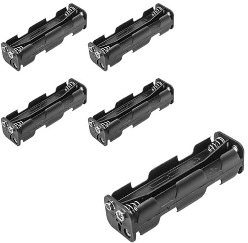 Hsthe Sea (Pack of 5 8 AA Battery Holder, Two Layers Battery Case, 12v AA Battery Holder, 8 AA Battery Holder with Leads with (Pack of 5) I Fonts Clip Connector