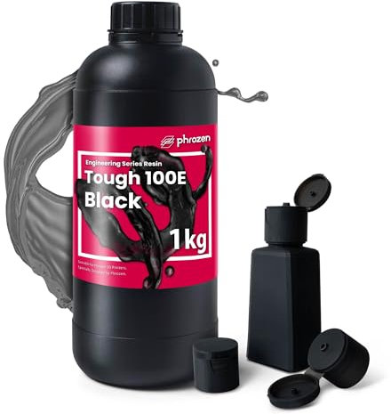 Phrozen Tough 100E 3D Drucker Harz| 405nm Photopolymer Engineering Resin für LCD Printer | Stoßfestigkeit mit moderater Steifigkeit - Schwarz (1kg)