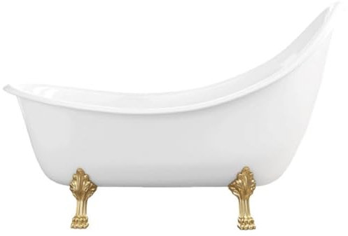 Casa Padrino Jugendstil Badewanne Weiß/Gold 180 cm - Freistehende Retro Stil Badewanne