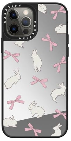 CASETiFY Mirror iPhone 12 Pro Case [Reflective / 4.9ft Drop Protection/Compatible with Magsafe] - Rabbit Ribbon - Silver On Black