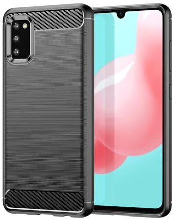 owlhold für Samsung Galaxy A41 Hülle, Karbonfaser Design Handyhülle Dünne Weiche TPU Silikon Material Schutzhülle stoßfeste Case Kratzfeste Cover für Samsung Galaxy A41 (Schwarz)
