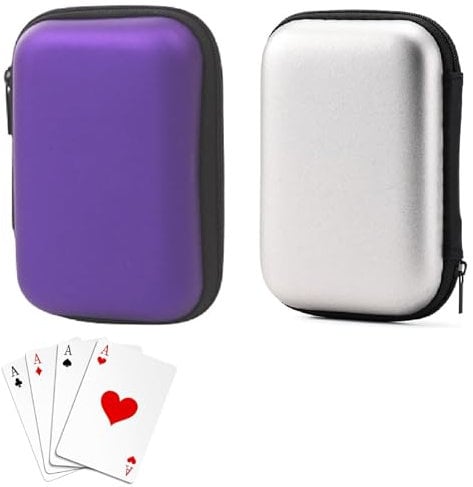 Playing Card Case for UNO, Playing Card Box, Card Game Case, Trading Card Storage Box, Card Soft Cloth Waterproof Around Protection Compatible Card on The Outdoor Gaming or Camping (Purple and Silver)