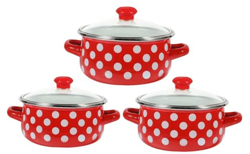 Amosfun Ollas Esmaltadas Vintage Cacerolas Pequeñas Antiadherentes Para Cocinar