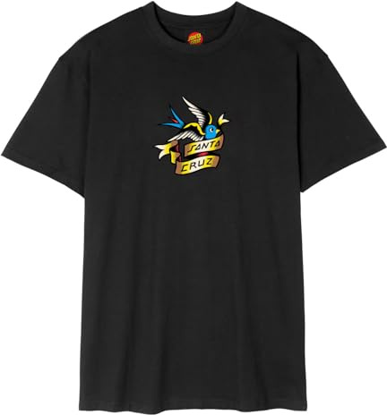Santa Cruz Skateboards Herren Sommer Sparrow Front T-Shirt - 100% Bio-Baumwolle - Justin Sommer Pro Graphic Front Print, Schwarz , M