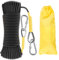 Aystkniet Outdoor-Seil 8mm mit 2 Stahlhaken Geflecht Nylon Seil für Wandern Baumfällung Outdoor Sport Camping Garten im Freien 10m 20m 30m 50m 70m (Schwarz, 8mm-20M)