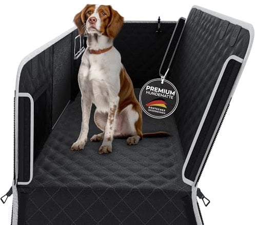 PawJoy Hundedecke Auto Rückbank + harten Boden - wasserdicht, rutschfest - Autoschondecke Hund- Seitenschutz & Sicherheitsgurt- Universalgrösse 136x61 cm -Rücksitz Hundedecke-Hunde Autositz Rückbank