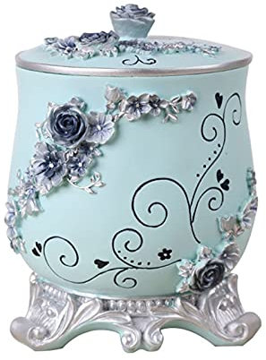 SUNMME Pastoral Tabletop Trash Can Bins Flower Arrangement Dustbins Garbage Storage Basket Rubbish Bin Recycle Wheelie 4l (color : Blauw Size 5.516.3inchs) (Blauw 5.51 * 6.3inchs)