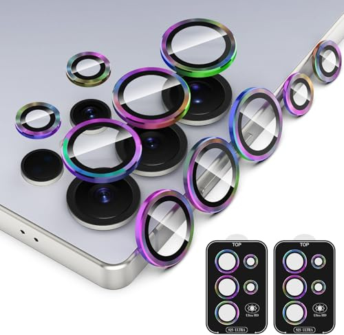 Simpeak 2 Set Camera Lens Protector Compatible with Samsung Galaxy S25 Ultra, Individual 9H Tempered Glass Camera Metal Case for S25 Ultra [Installation Tray]