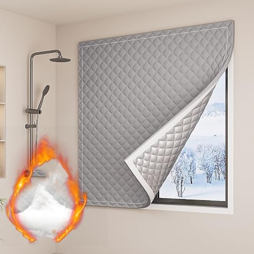 Kit di isolamento invernale per finestre, pellicola isolante termico per finestre da bagno, copertura per finestre in cotone grigio, 200 x 240 cm