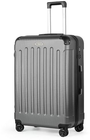 TANTOMI Koffer Groß, 28 Zoll Hartschalenkoffer, Leichter ABS-Rollkoffer, Reisekoffer mit 4×360°-Rollen, 3-Stelliges Zahlenschloss (Dunkelgrau, 98L)