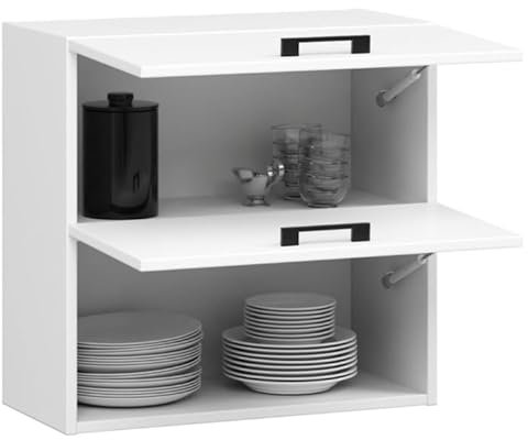 BDW - Armadio doppio a muro Oliwia G2 W Bianco 60x30x58cm - Pensile -Completo - Armadio doppio - Vaiselle - Contenitore