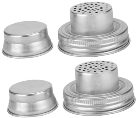 2 Stück Streudeckel für Edelstahl Mason Jar Einmachgläser | Normalöffnung, Luftdicht Verschlossen, für Cocktailshaker, Silberfinish
