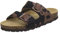 AFS-Schuhe 2100, Flache Sandalen Damen Leder Pantoletten, bequem Sommer Fußbett und Schnalle (40 EU, Kuh)