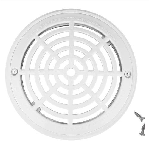 Couvercle de vidange principal de piscine de 20,3 cm. Les plaques de montage inférieures de la grille supérieure. Couvercle de vidange de piscine de remplacement blanc. Couvercle de sortie de piscine.