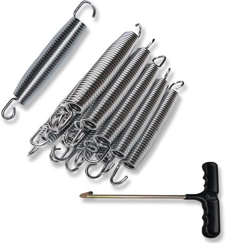Trampolin Federn - Trampolin-Ersat Zugfeder mit T-Haken-Federzieher Hochleistungsfeder Aus Edelstahl für Indoor- und Outdoor-Trampoline,12pcs,L:8.7cm/3.43in
