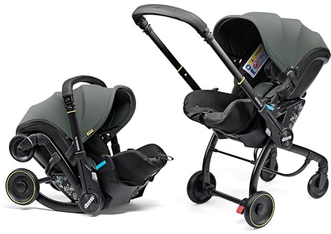 Doona X Baby Car Seat & Travel Stroller, Slate Green | Convertible 0+ Travel System, 3 Recline Positions, Ergonomic Pushchair, Travel System, ISOFIX Base Sold Separately