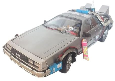 Elite-Version Maßstab 1:18, Teil 3 Zeitmaschine Delorean-Automodell Mit Skateboard DMC-12-Fahrzeug Zurück In Die Zukunft Metallspielzeug Geschenk Druckgussmodelle Motorfahrzeuge