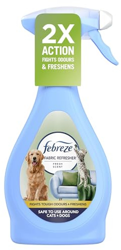 Febreze Fabric Freshener Spray Pet Fresh Scent 385ML, Fights Tough Odours Trapped In Fabrics and Leaves A Fresh Scent