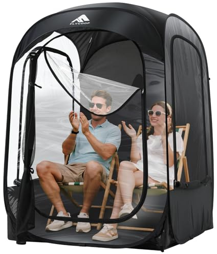 Flycoop Sport-Zelt, Pop-Up-Unterschlupf: Wetter-Sport-Unterstand für 1–2 Personen, Unterschlupf im Winter, tragbar, Camping, Pop-Up-Zelt, Outdoor, kaltes Wetter, Blase House Pod Shade (Schwarz, M)