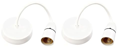 Marnovest 2Pcs Ceiling Pendant Light Fitting, E27 Holder 8.5”(215mm) White Modern Hanging Light Fixture Kit for Kitchen Island Living Room Bedroom Dinning Room Lightings