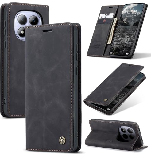 Phernykas Handyhülle für Xiaomi Redmi Note 15 Pro 4G Hülle Leder,Magnetische Klapphülle mit kartenfach und Standfunktion Smartphone Schutzhülle Lederhülle Redmi Note 15 Pro 4G Flip Book Case (Schwarz)