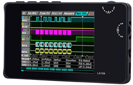 Bosiyrggrl LA104 Analyseur de Logique Numérique 2.8 Écran 4 Canaux Oscilloscope SPI IIC UART Programmable 100M Sa/S Taux D'Échantillonnage Max