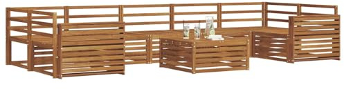vidaXL Outdoor-Sofagarnitur 8 pcs Natur, Garten-Sofa, modulares Möbel, robuste Sitzgelegenheiten, Moderne Lounge für Terrassen, bequemes Set