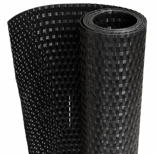 QJBSAVVA Brise-Vue Balcon 300x80 cm Noir, Canisse en PE Aspect Résine Tressée, Paravent Occultant pour Clôture, Jardin et Terrasse, Rouleau Occultation Extérieure