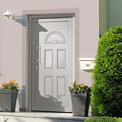 HengCaDa Haustür Weiß 98x208 cm Eingangstür mit 24 mm Sandwichkern, 5-Punkt Verriegelung, 4-12-4 ISO Glas, 3D Scharnieren, Stahlverstärkung, Aluminiumschwelle für Neubau und Renovierung