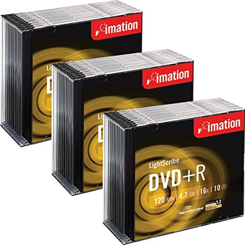 Imation DVD+R Lightscribe - DVD riscrivibili con custodia sottile, velocità 16x, 120 min, 4.7 Gb