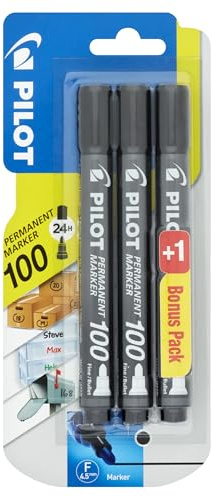 Pilot SCA 100 Black Permanent Markers Bullet Point - 2 plus 1 Free Bonus Pack